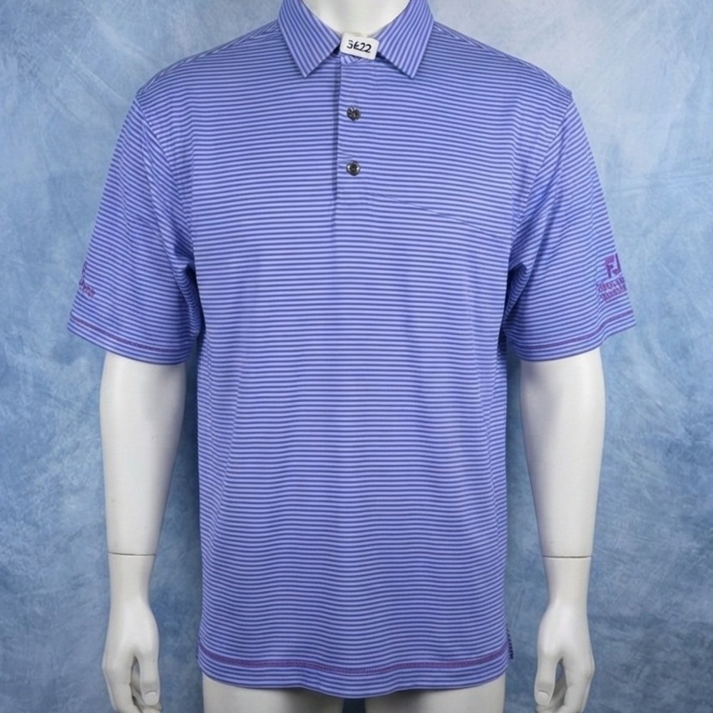 FootJoy FJ ProDry Golf Polo Shirt Mens Large Purple Teal Striped Sewell Classic